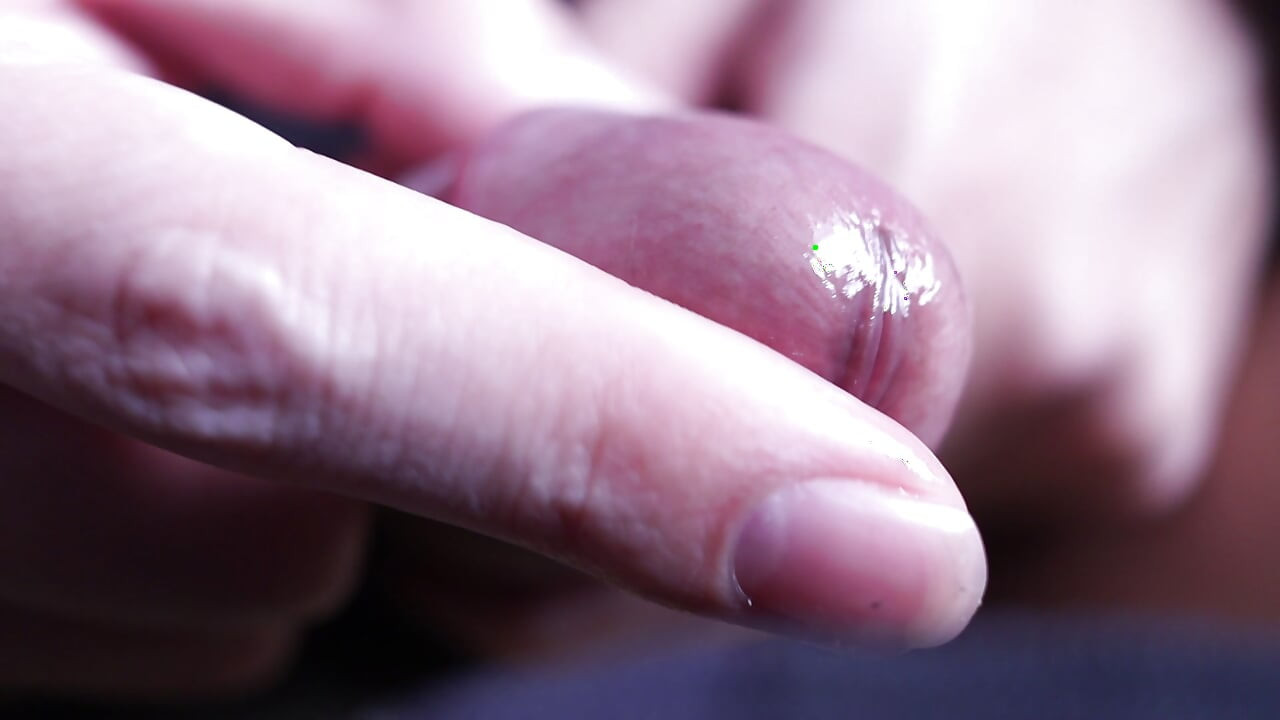 close up glans play and dripping lots of precum