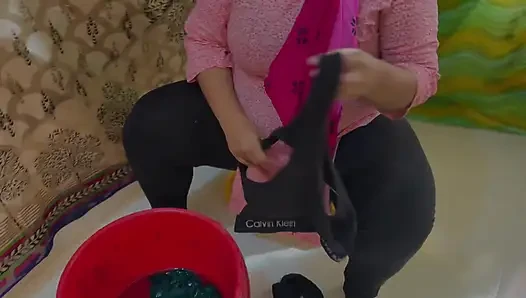 Big Pussy BBW Big Ass & Huge Boobs Hot Egypt Stepmom Washing Dress & Gets Horny!
