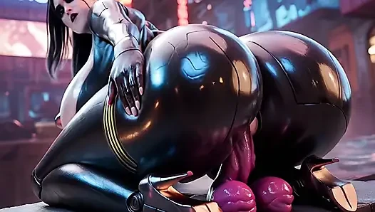 sexy curvy robot pleasing her master