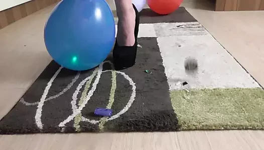 Princess Kirstin crushing balloons