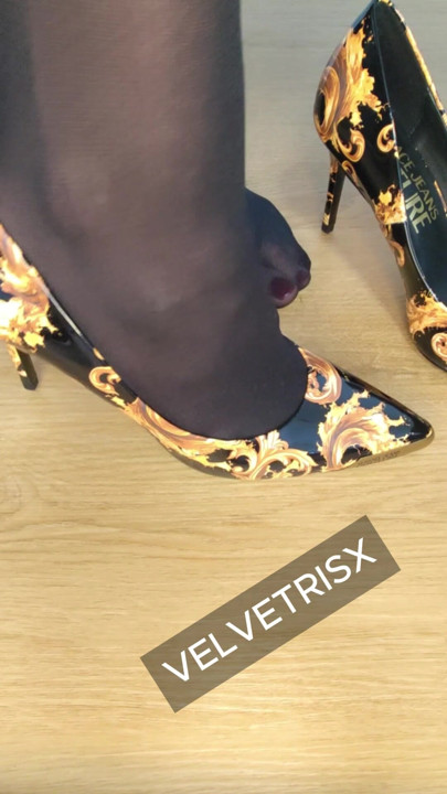 Versace Heels & Leather Gloves Tease – Pure Luxury
