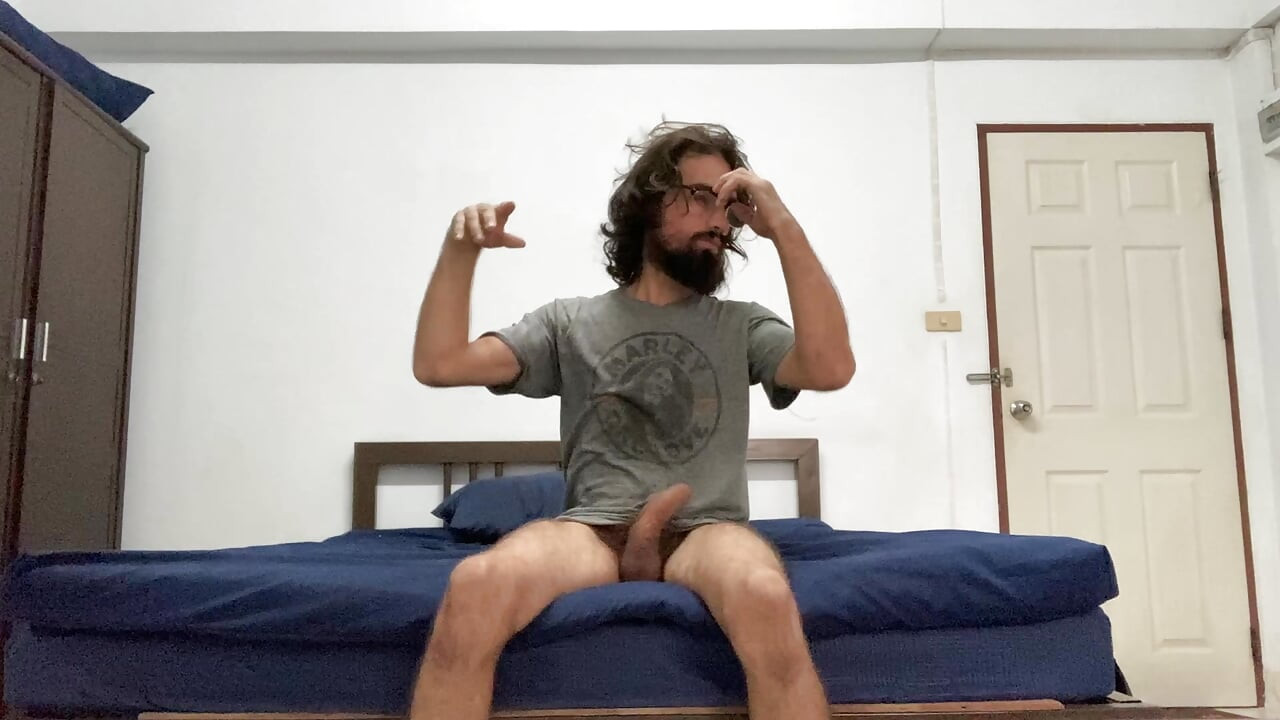 Guy With Cerebral Palsy Stroking His Fat Cock