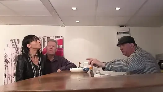 Sexy brunette slut fucks horny old white man