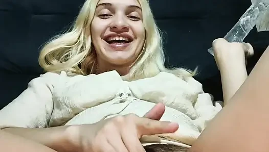 Pussy foam from both taking hard pound dildo