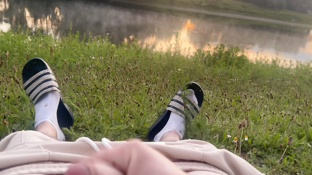 Playing in the morning at a public lake