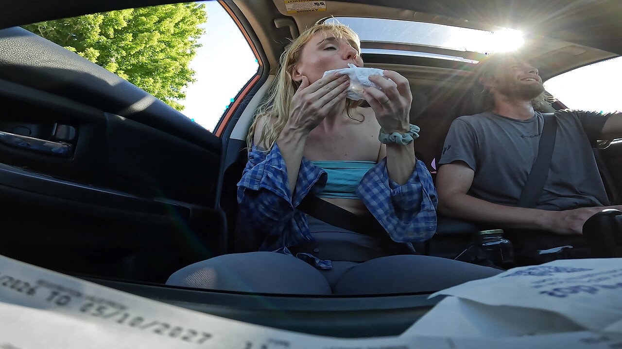 Petite Blonde Deepthroats Cock in Public Parking Lot