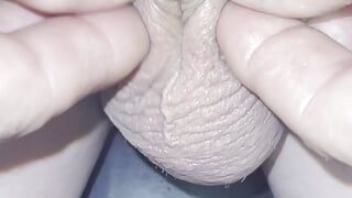 Playing with my tiny, inverted cock