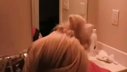 Hot blond wife gets fucked in bathroom