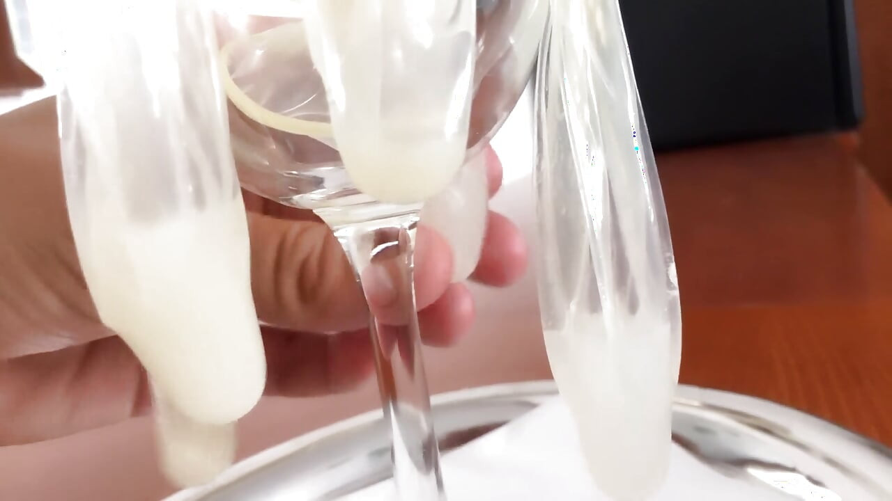 Cumdump Get Many Loads of Used Condoms - Cum Nectar - Glass of Cum