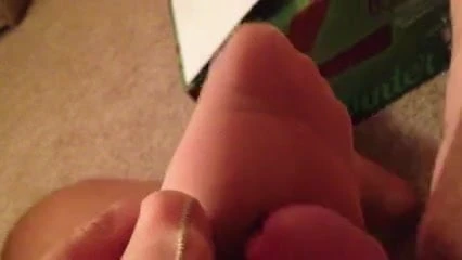 Footjob Cum on Pantyhose