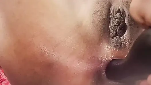 Desi sister-in-law inserts big dildo in big ass anal