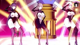 3 meninas sexy dançando (prontas para levar bbc) (3D HENTAI)