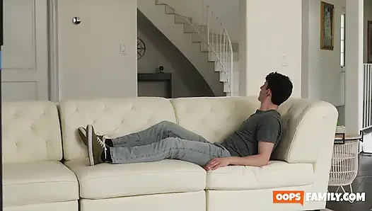Short, smallish gal providing a blowjob with a secret, smooth-shaven cunt and anal.