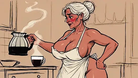 Ai зрелые на кухне с большими сиськами