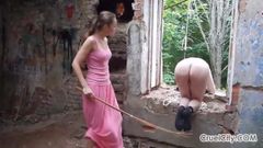 Whipping Slave's Naked Ass While He Keeps Count!