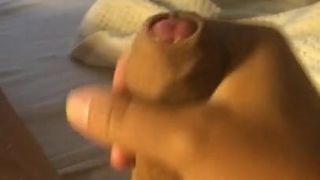 Jerking huge sperm out of cock
