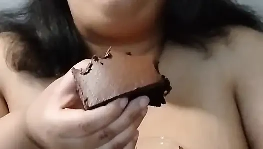 Stuffing My Face with Chocolate Cake
