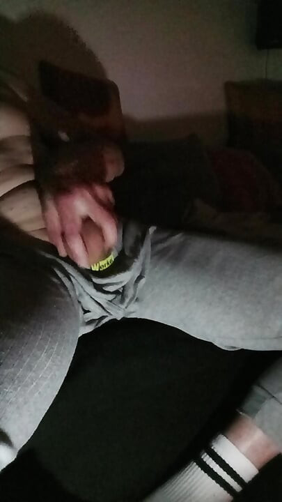 Handjob, masturbation on the sofa.