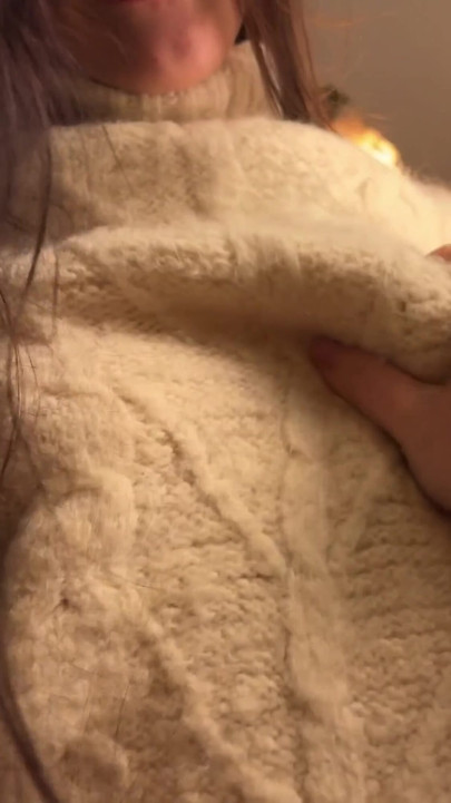 A warm sweater and you is all I need now. Homemade POV sex | Clip 1