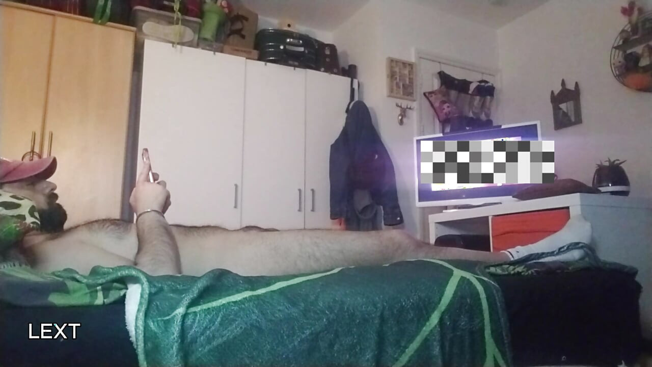 Lextalon jerks off on bed watching porn on TV - Until Hot Cumshot
