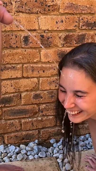 Slow motion face piss for human toilet teen | Clip 1