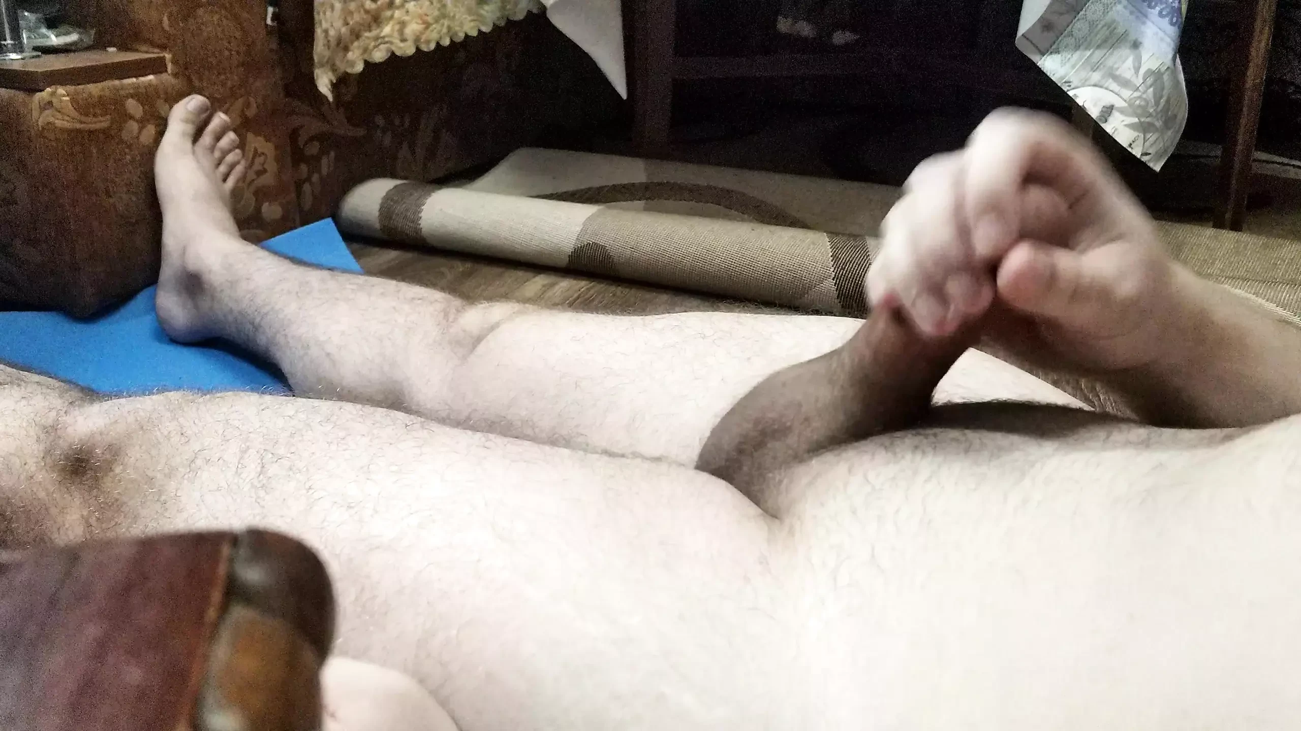 Solo Male Home Workout Turns Into Masturbation Session