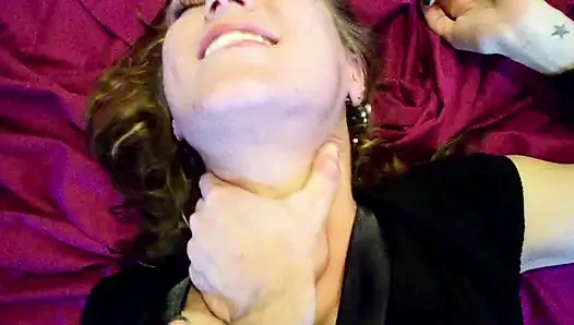 I try so hard to take this huge uncut cock all the way inside me and down my throat, this is also my first ever creampie!