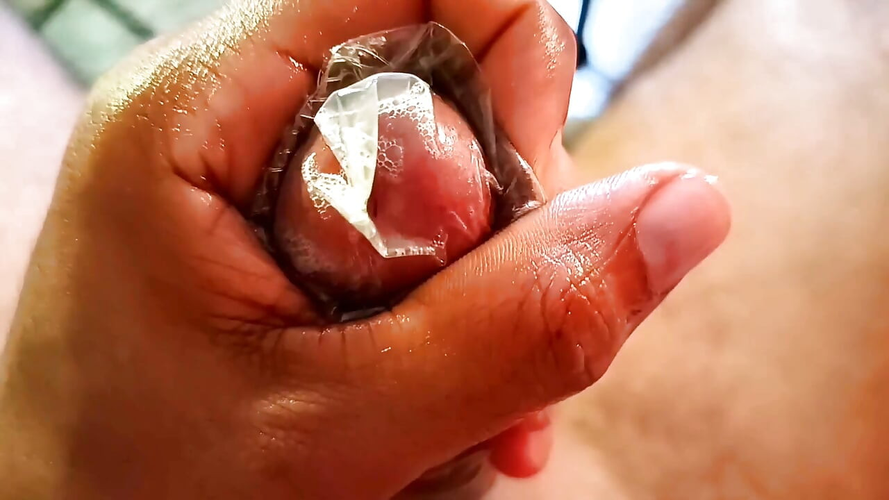 Daddy's Big Cumshot on a Condom