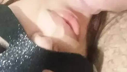 Smoking.... Hot young girl, crazy with lust, sucking dick until she cums...wet pussy