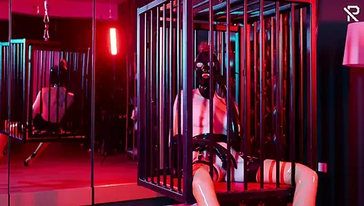 Slavegirl Masturbates in Hanging Cage