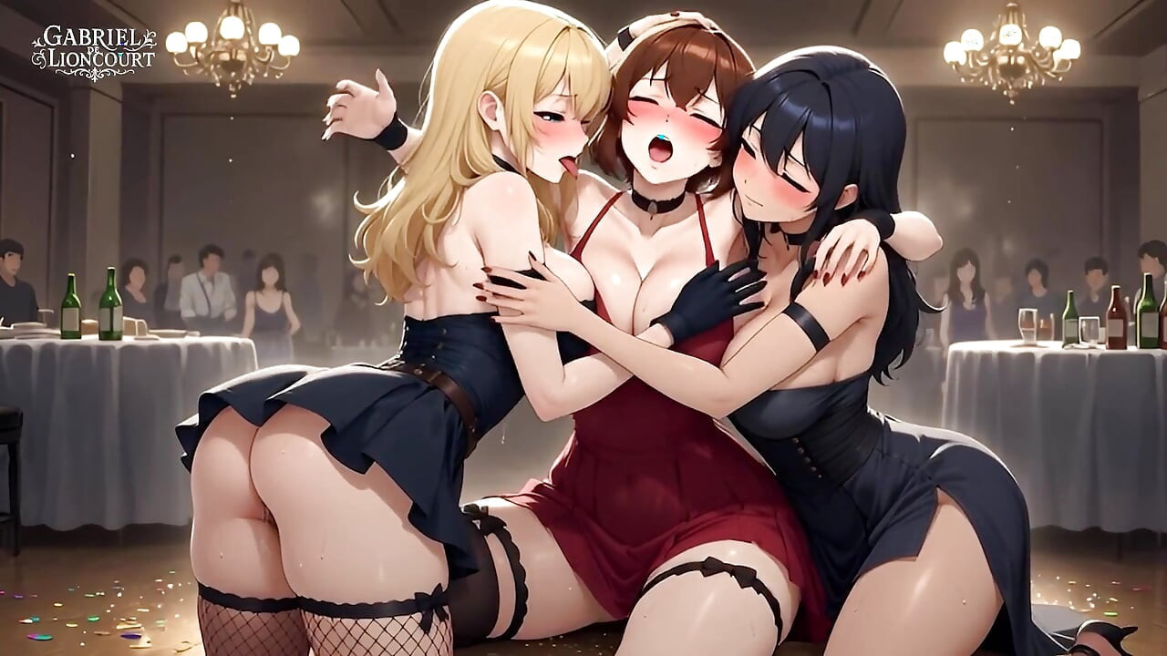 Trío Lésbico Hentai En Una Fiesta Privada