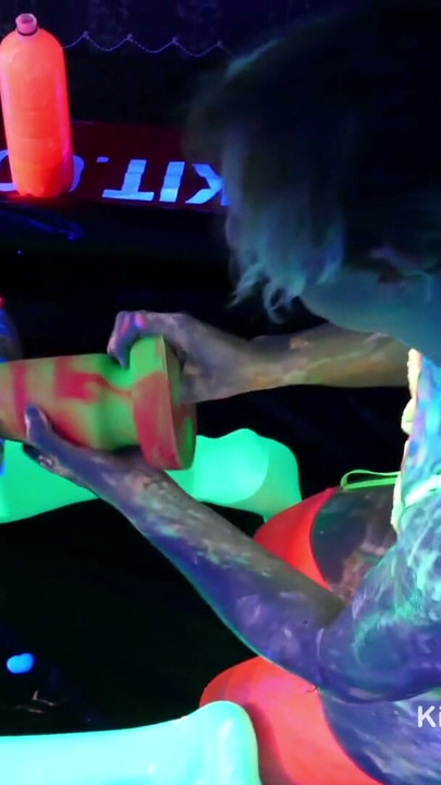 Wet and Messy glowing UV slime colourful alien goo play | Clip 3