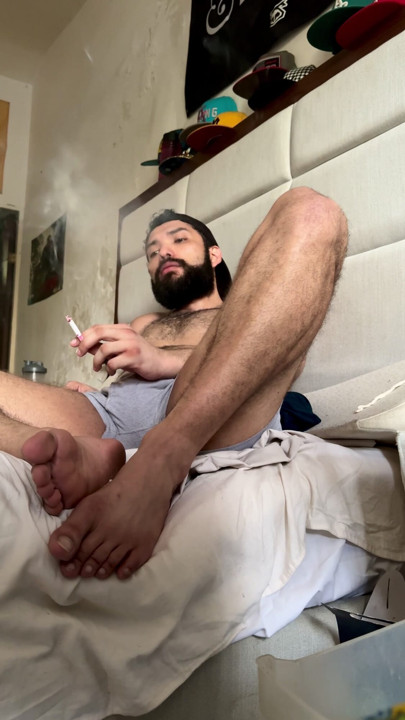 I smoke a cigarette after a workout at the gym | Clip 1