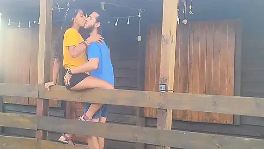 A camper asks a peasant woman for firewood and ends up giving her rough sex with creampie