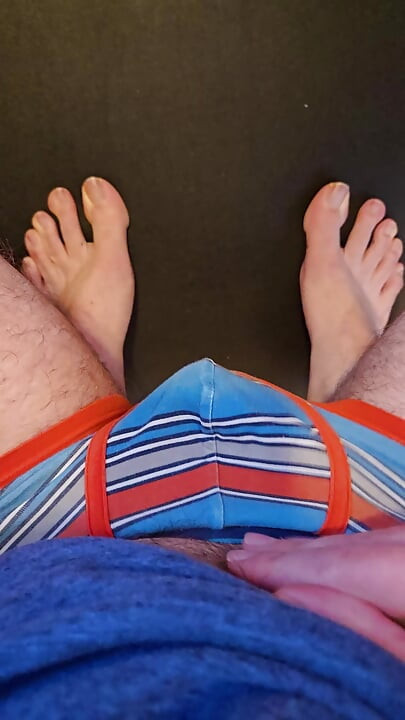Soft to hard quick huge cum on standing mat, floor, and feet from slowly stroking
