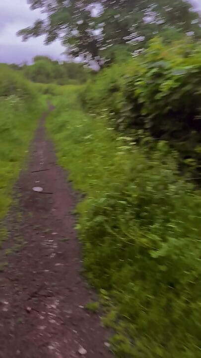 Exploring new tracks walking naked barefoot