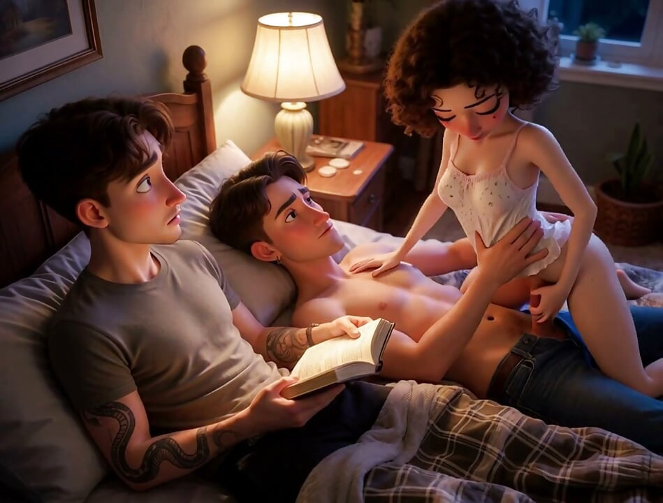 My cuckold loves reading at night and neglects to give me attention, so my boyfriend comes over to sleep with me (AI generated)