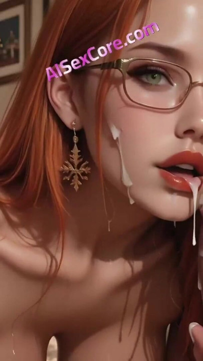 Sexy hottie gets fucked deep by the fireplace and thick cum bursts across her superb tits (AI) | Clip 2