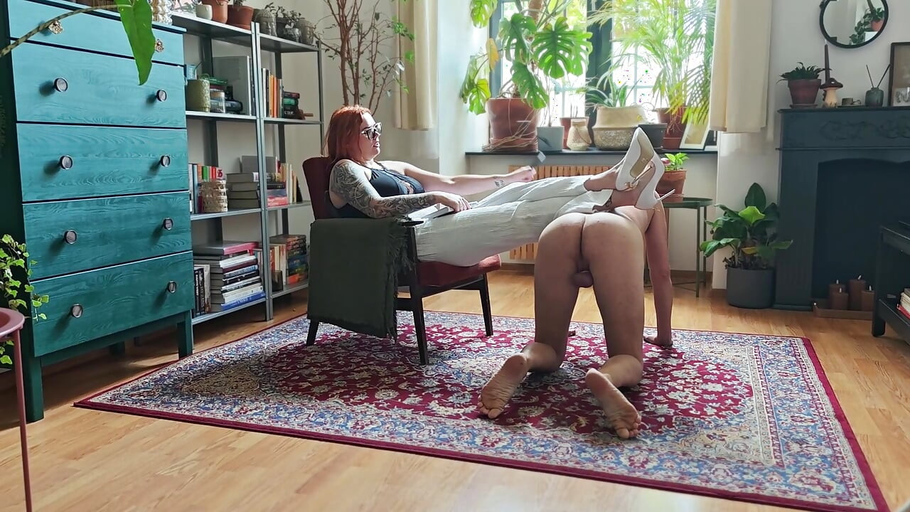 A Sex Slave in a Penis Cage Gets Whipped on the Balls and Sucks His Master's Cock.