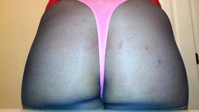 pantyhose and pink thong booty tease