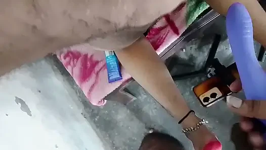 Double dildo in ass to fuck big ass Hindi audio doggy style anal