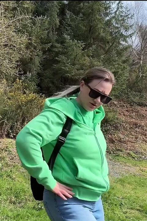 Desperate Outdoor Wetting Jeans on the Public Trail