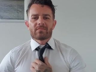 hot suit and tie DILF jerking his sexy cock