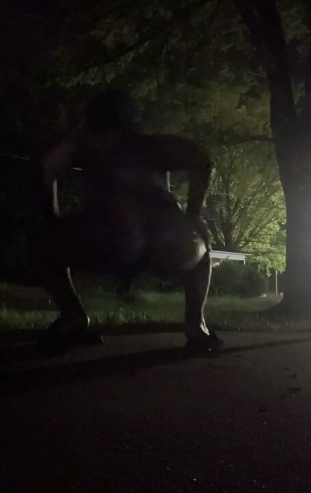 Fooling Around At Night Outside On The Sidewalk Fully Naked Part 2