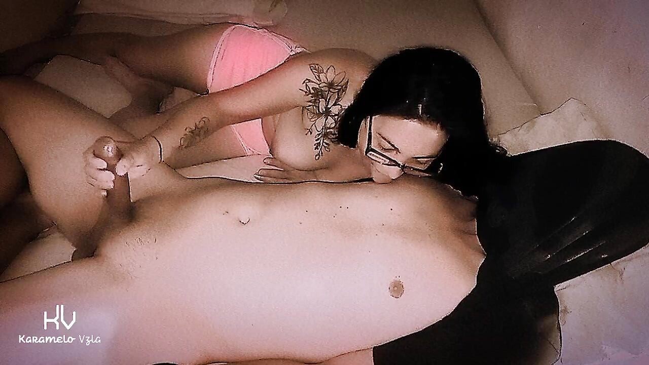 Wife enjoys whipping male cock and nipples
