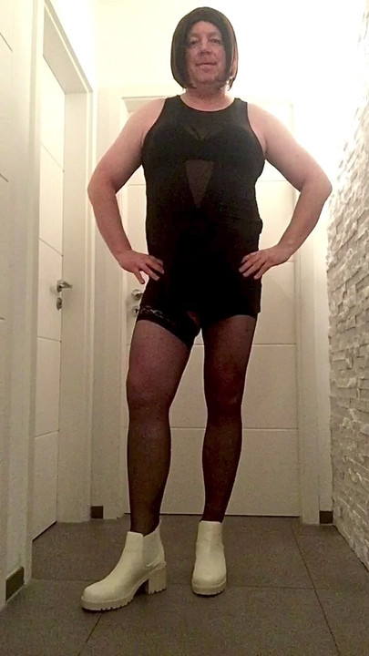 Stockings Mesh-Dress Pantyhose Boots - Nicki-Crossdress