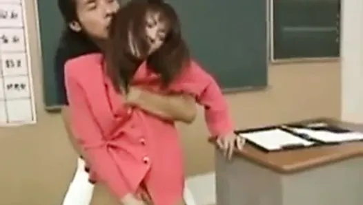 Asian Teacher teaches her Student how to make his Prick Cum