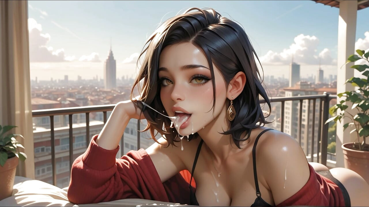 Βυζαρού καυτή μελαχρινή και γαμιέται από κώλο στο μπαλκόνι του ξενοδοχείου