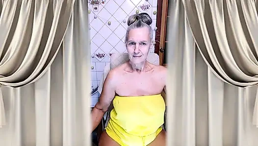 Busty Mature Stepmom Lukerya Undresses and Masturbates in the Kitchen in the Morning.