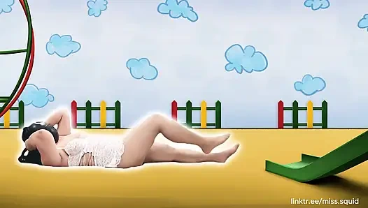 Miss Squid Exercises in White Lingerie